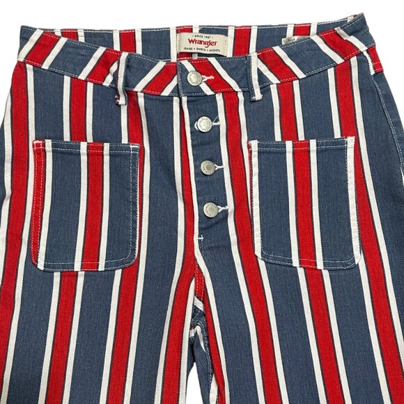 Wrangler Red White and Blue High Rise, Flare, Button Fly Denim Jeans - Picture 4 of 14